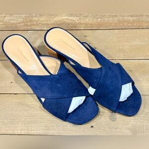 14th & Union Navy Suede Crisscross Mule Sandals